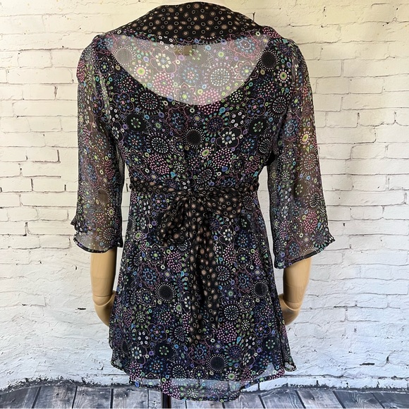 Odille Anthropologie 100% Silk Floral Sheer Size Small Made in USA - Picture 7 of 11